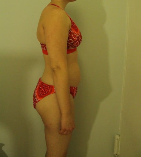 A picture of a 5'5" female showing a snapshot of 140 pounds at a height of 5'5