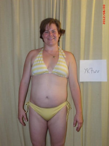 A photo of a 5'7" woman showing a snapshot of 185 pounds at a height of 5'7