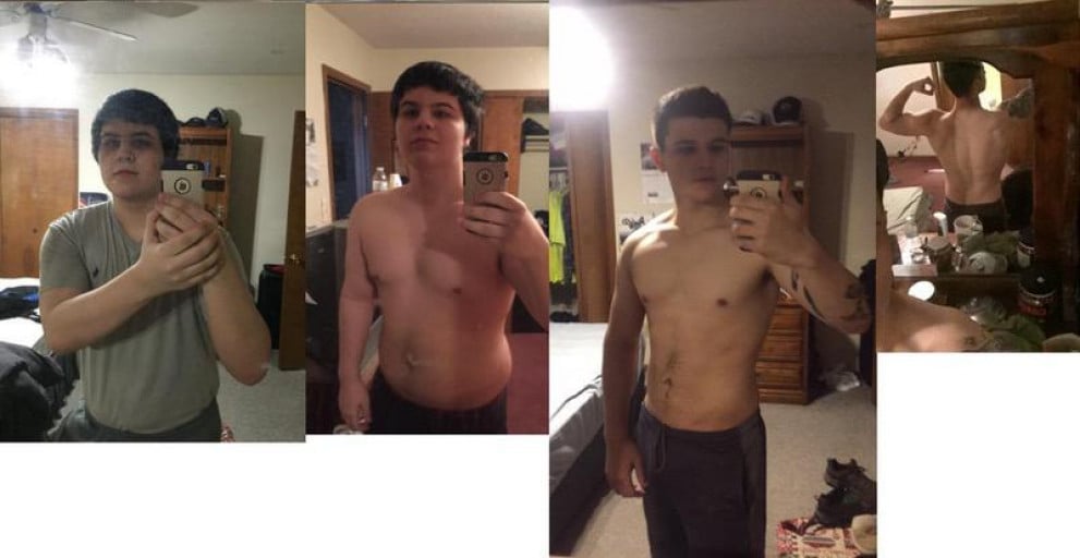 A picture of a 5'11" male showing a weight loss from 235 pounds to 180 pounds. A net loss of 55 pounds.