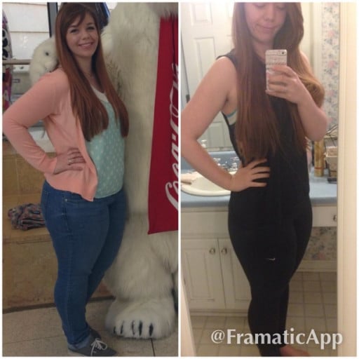 A progress pic of a 5'8" woman showing a fat loss from 220 pounds to 180 pounds. A respectable loss of 40 pounds.