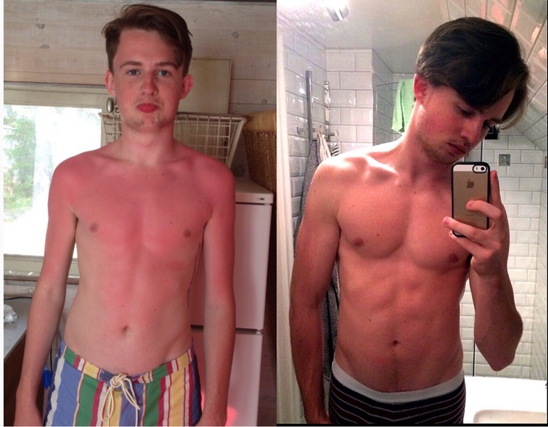 18 lbs Muscle Gain Before and After 6 foot Male 140 lbs to 158 lbs
