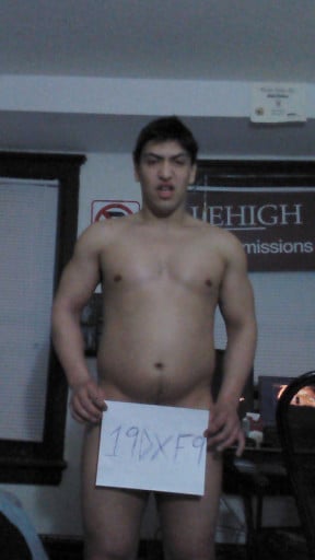 A picture of a 5'11" male showing a snapshot of 215 pounds at a height of 5'11
