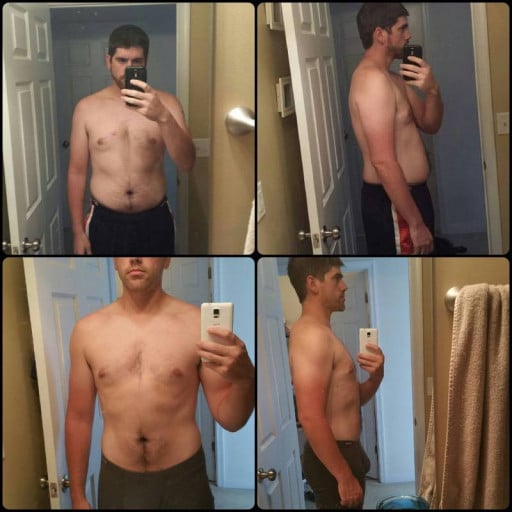A photo of a 6'2" man showing a weight cut from 240 pounds to 208 pounds. A total loss of 32 pounds.