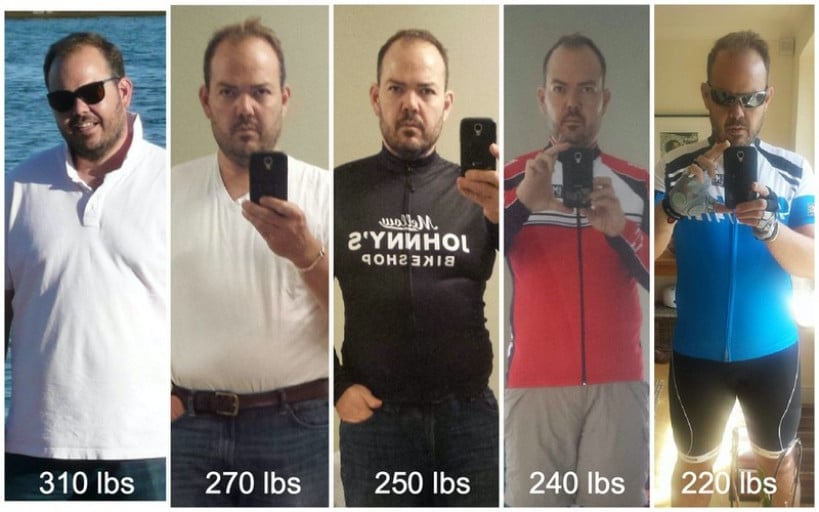 Progress Pics of 90 lbs Fat Loss 6 foot 3 Male 310 lbs to 220 lbs