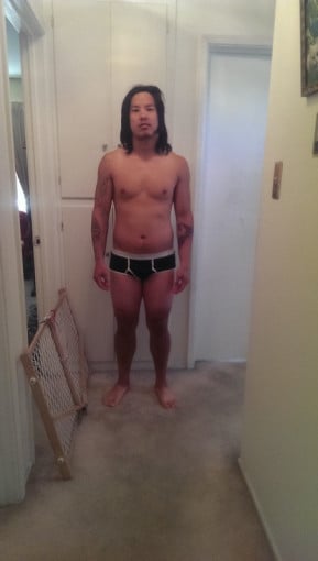 A photo of a 5'8" man showing a snapshot of 175 pounds at a height of 5'8