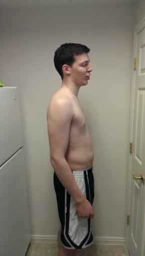 A before and after photo of a 6'4" male showing a weight reduction from 210 pounds to 193 pounds. A net loss of 17 pounds.