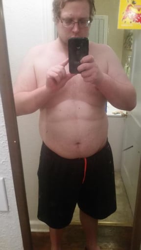 A before and after photo of a 6'3" male showing a fat loss from 290 pounds to 257 pounds. A net loss of 33 pounds.