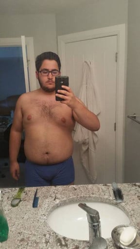 A before and after photo of a 5'11" male showing a fat loss from 297 pounds to 259 pounds. A respectable loss of 38 pounds.
