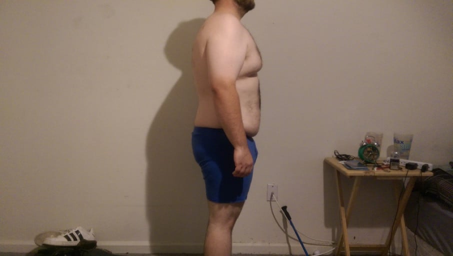 A progress pic of a person at 247 lbs