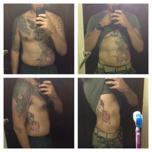 A progress pic of a 6'2" man showing a fat loss from 204 pounds to 192 pounds. A respectable loss of 12 pounds.