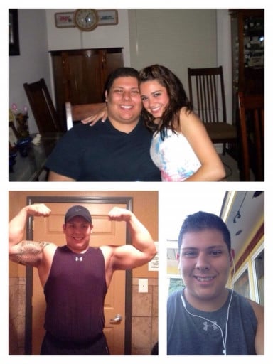 Before and After 80 lbs Weight Loss 5'9 Male 330 lbs to 250 lbs