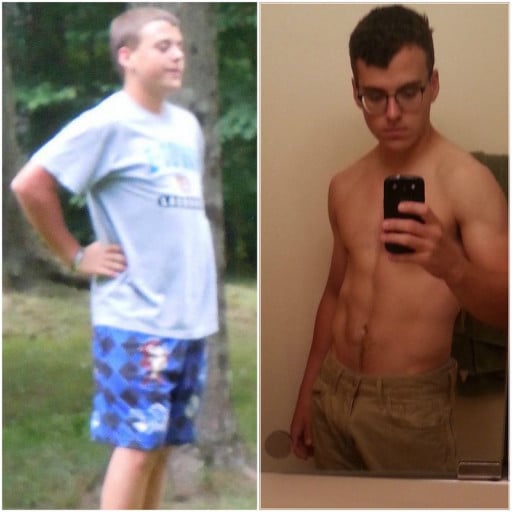 A progress pic of a 5'8" man showing a fat loss from 185 pounds to 155 pounds. A respectable loss of 30 pounds.