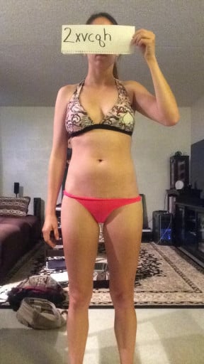 A picture of a 5'4" female showing a snapshot of 108 pounds at a height of 5'4