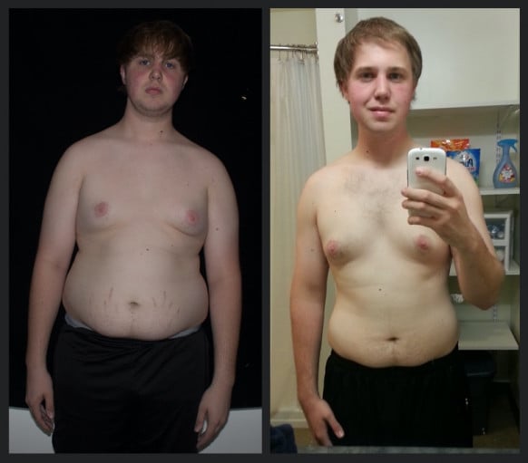A photo of a 6'1" man showing a weight cut from 230 pounds to 190 pounds. A total loss of 40 pounds.