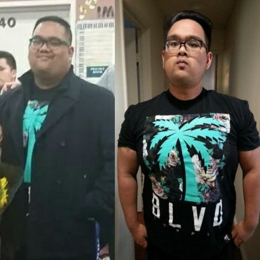 5'9 Male Before and After 60 lbs Weight Loss 320 lbs to 260 lbs