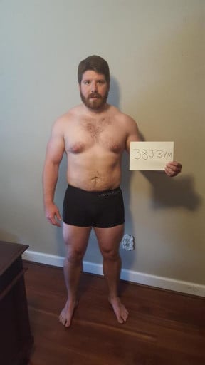 A photo of a 5'8" man showing a snapshot of 206 pounds at a height of 5'8