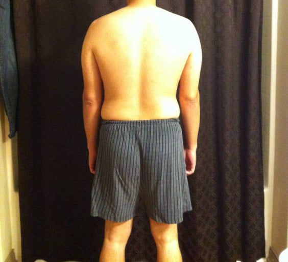 A photo of a 5'6" man showing a snapshot of 155 pounds at a height of 5'6
