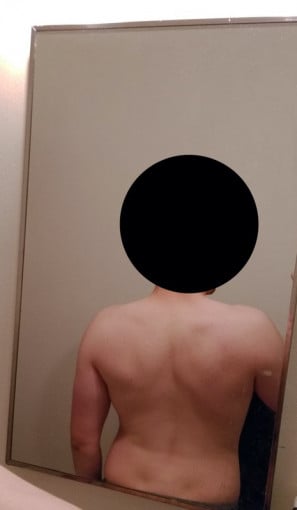 A before and after photo of a 5'8" male showing a snapshot of 160 pounds at a height of 5'8