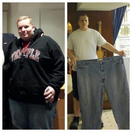 A progress pic of a 5'10" man showing a fat loss from 390 pounds to 237 pounds. A net loss of 153 pounds.