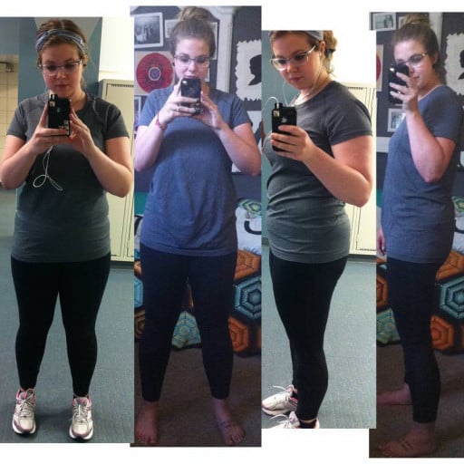 A before and after photo of a 5'5" female showing a weight reduction from 186 pounds to 162 pounds. A total loss of 24 pounds.