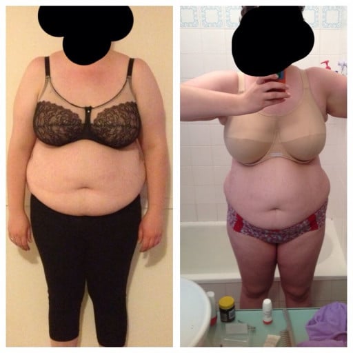 A photo of a 6'0" woman showing a weight cut from 269 pounds to 258 pounds. A total loss of 11 pounds.