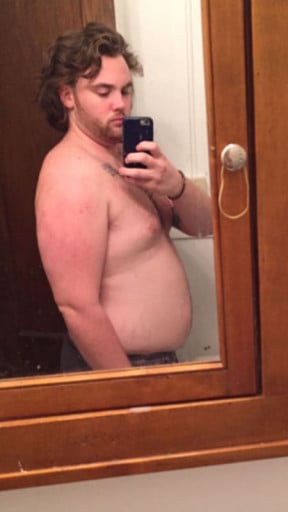 A before and after photo of a 6'0" male showing a weight cut from 280 pounds to 248 pounds. A respectable loss of 32 pounds.