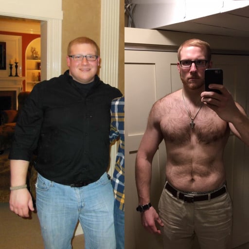 6 feet 3 Male Before and After 114 lbs Fat Loss 344 lbs to 230 lbs