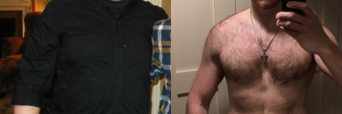 6 feet 3 Male Before and After 114 lbs Fat Loss 344 lbs to 230 lbs