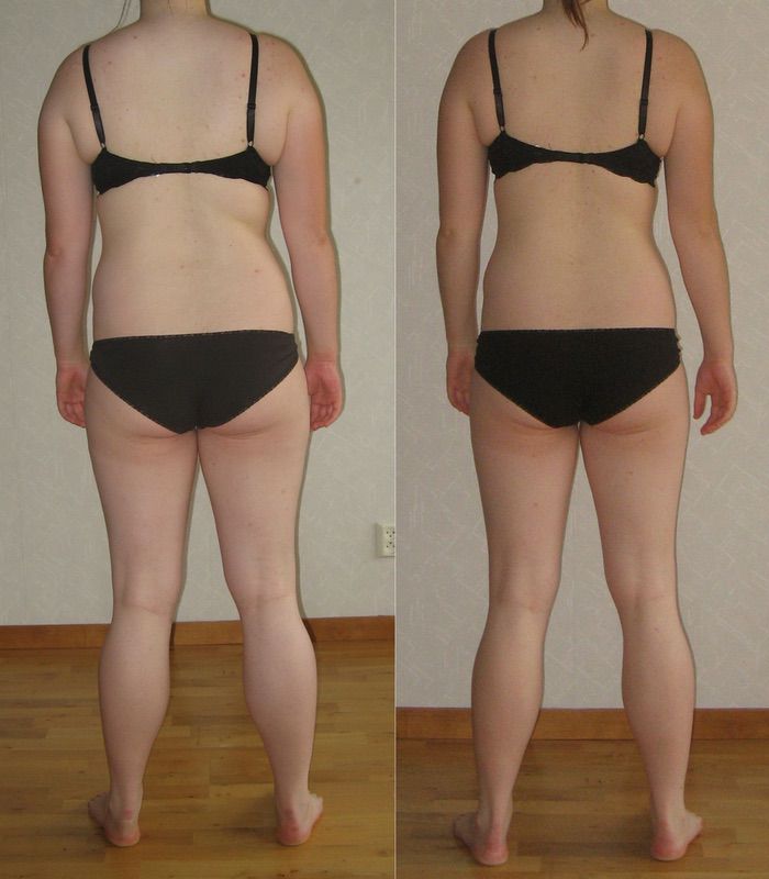 Before and After 18 lbs Weight Loss 5 foot 9 Female 180 lbs to 162 lbs.