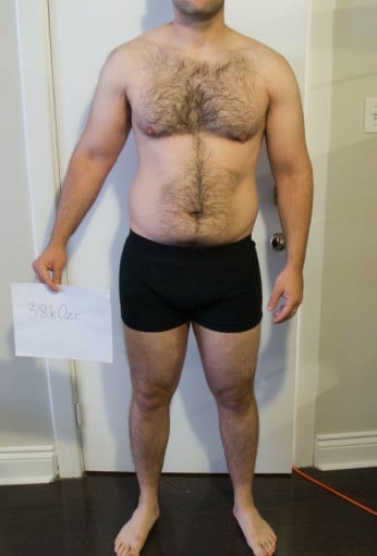 A progress pic of a person at 221 lbs