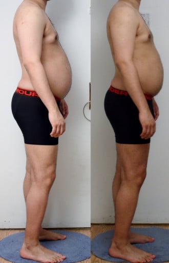 A photo of a 5'10" man showing a weight reduction from 201 pounds to 190 pounds. A total loss of 11 pounds.