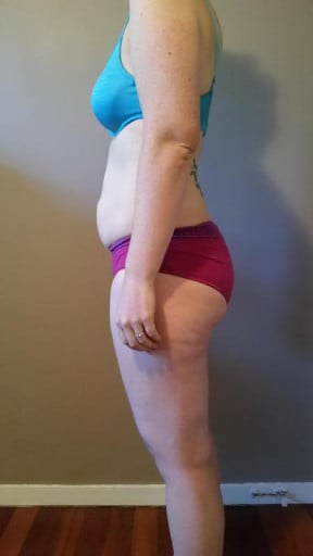 A progress pic of a 5'7" woman showing a snapshot of 160 pounds at a height of 5'7