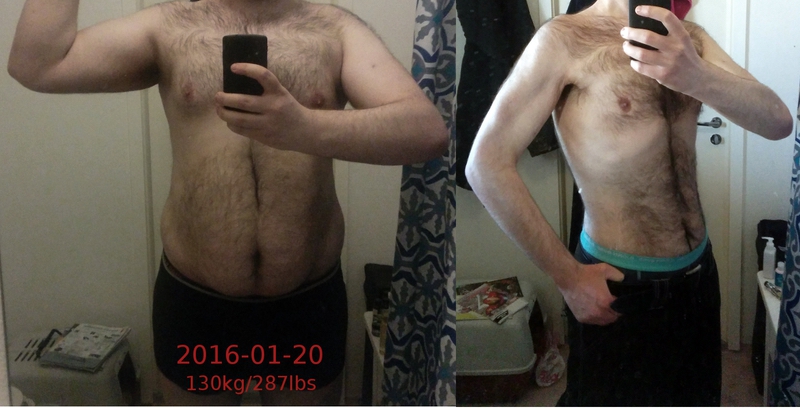 Before and After 89 lbs Fat Loss 6'3 Male 287 lbs to 198 lbs