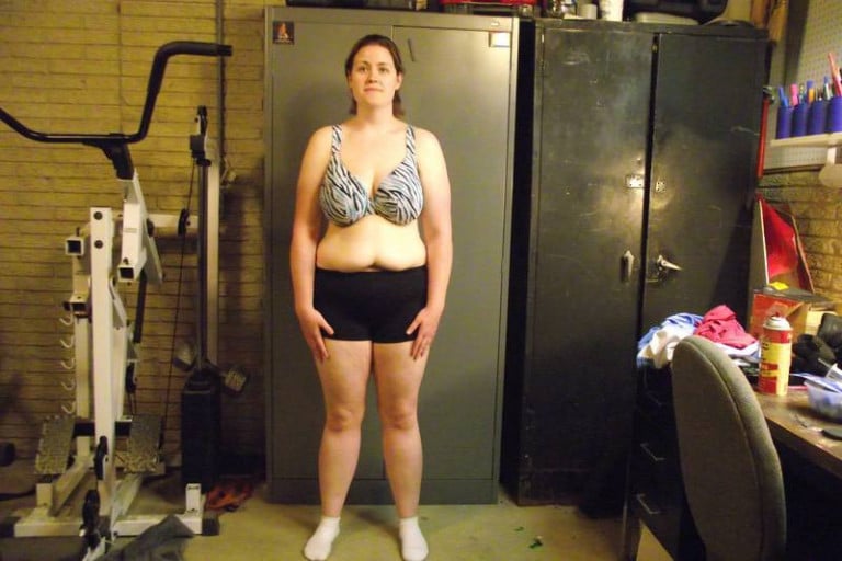 A progress pic of a 5'7" woman showing a snapshot of 182 pounds at a height of 5'7
