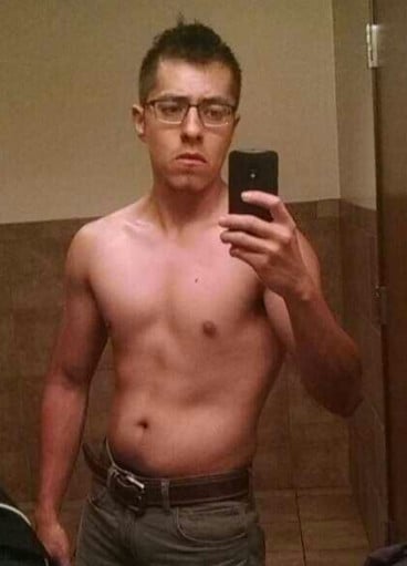 A photo of a 5'6" man showing a weight cut from 198 pounds to 142 pounds. A respectable loss of 56 pounds.