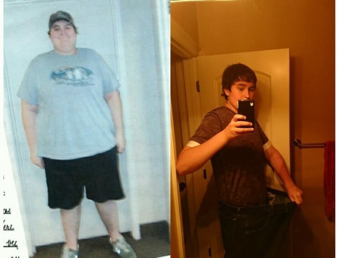 A picture of a 6'6" male showing a weight loss from 436 pounds to 236 pounds. A total loss of 200 pounds.