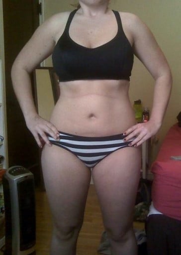 A photo of a 5'3" woman showing a snapshot of 150 pounds at a height of 5'3
