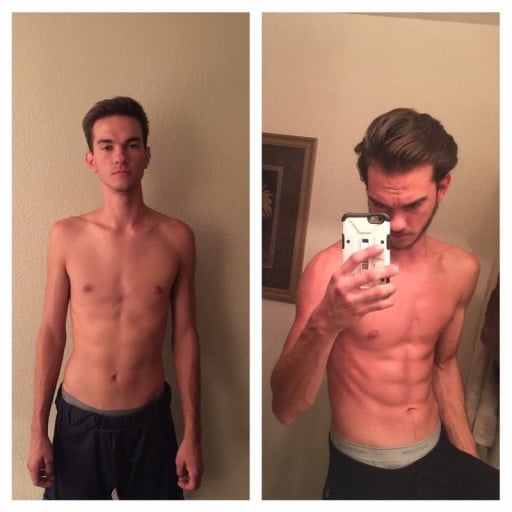 Progress Pics of 11 lbs Muscle Gain 6 feet 4 Male 157 lbs to 168 lbs