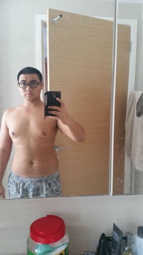 A progress pic of a 5'8" man showing a fat loss from 240 pounds to 188 pounds. A net loss of 52 pounds.