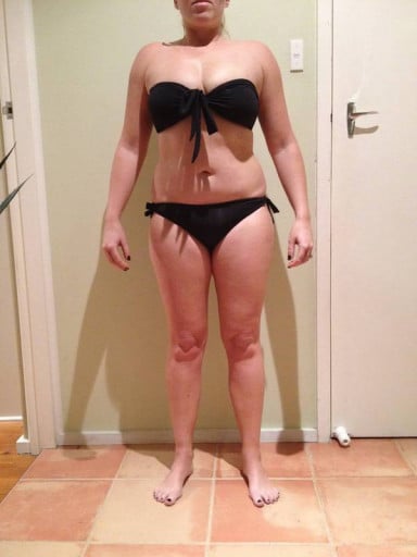 A progress pic of a 5'2" woman showing a snapshot of 134 pounds at a height of 5'2