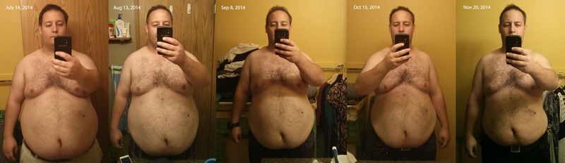 5 feet 7 Male Before and After 46 lbs Fat Loss 310 lbs to 264 lbs