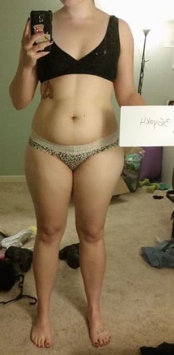 A progress pic of a 5'8" woman showing a snapshot of 187 pounds at a height of 5'8