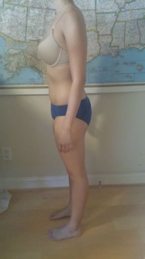 A picture of a 5'3" female showing a snapshot of 116 pounds at a height of 5'3