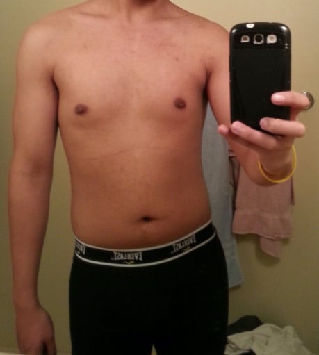 A progress pic of a 5'11" man showing a snapshot of 161 pounds at a height of 5'11