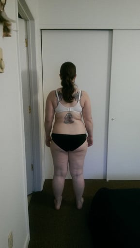 A progress pic of a 5'1" woman showing a snapshot of 168 pounds at a height of 5'1