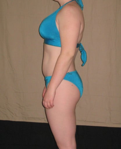 A photo of a 5'3" woman showing a snapshot of 153 pounds at a height of 5'3