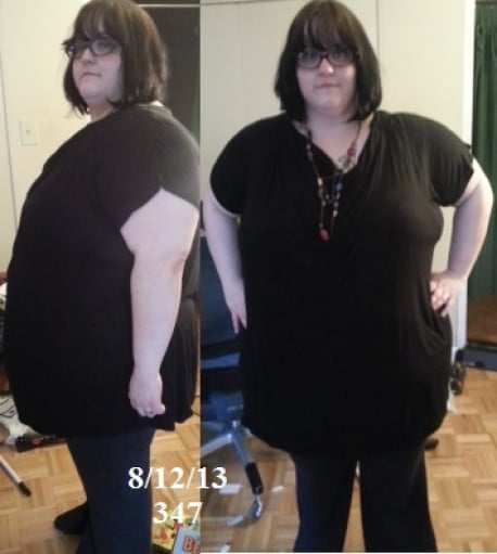 A progress pic of a person at 347 lbs