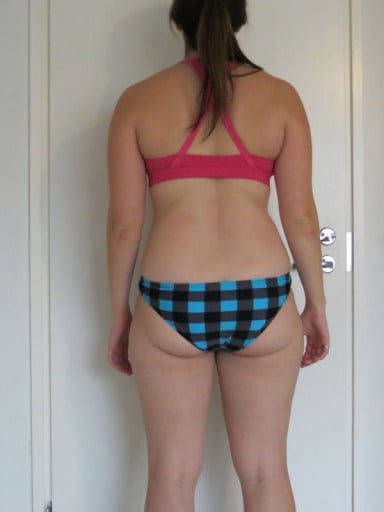 A progress pic of a 5'6" woman showing a snapshot of 165 pounds at a height of 5'6