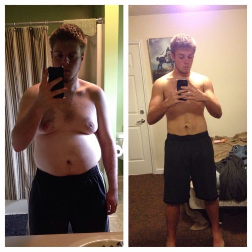 A picture of a 6'1" male showing a weight loss from 227 pounds to 182 pounds. A respectable loss of 45 pounds.