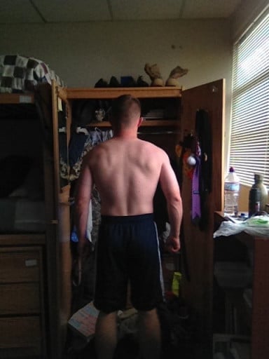 A photo of a 5'9" man showing a snapshot of 172 pounds at a height of 5'9